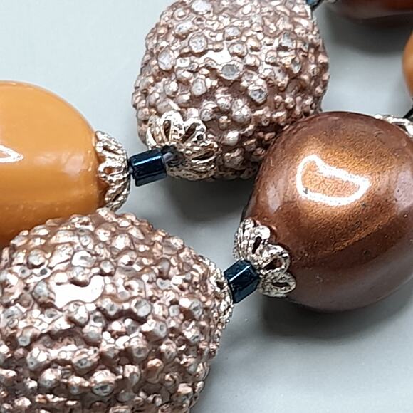 Vintage Japan Taupe Art Bead Necklace, Two Strands, 1950s, 23 Inches - Picture 12 of 14